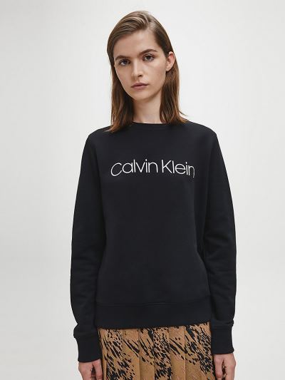 Calvin Klein Ruhák HU361922 | Calvin Klein Organic Cotton Logo Női Pulóver Fekete
